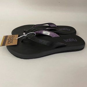 Flojos NWT Black & Lavender Accent Flip Flops – Size 6
